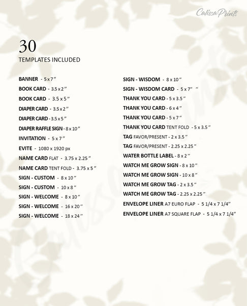 Baby Shower Party - 30 Editable Template Bundle - Boho Vibrant Floral Design, BABY04 - CalissaPrints