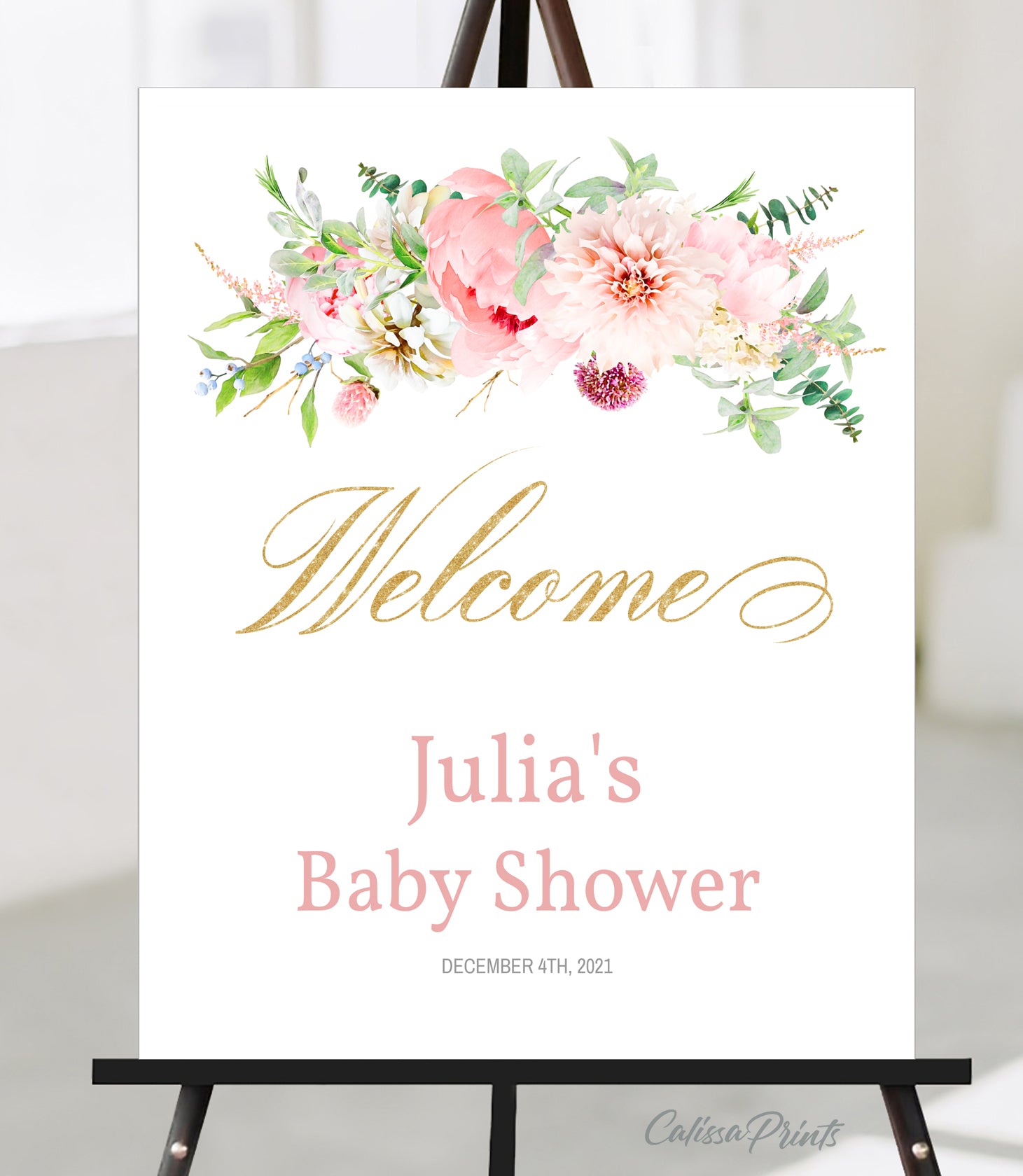 Baby Shower Welcome Signs Templates, Etheral Rose Design - BABY01