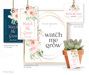 Baby Shower Favors Watch Me Grow Tags and Signs Templates - Etheral Rose Design - Baby01 - CalissaPrints
