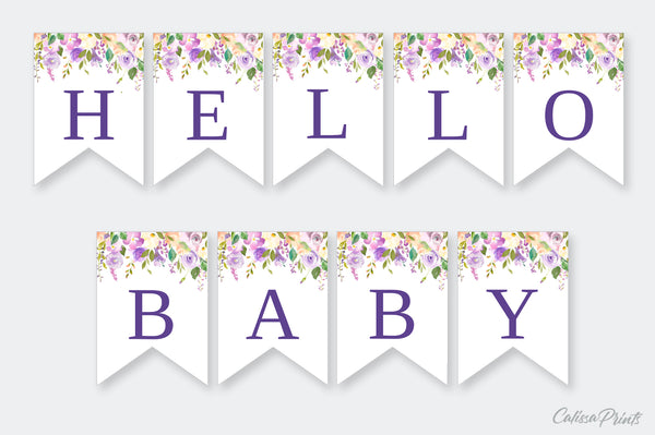 Baby Shower Banner, Bunting Templates, Lavender Crème Design - Baby02