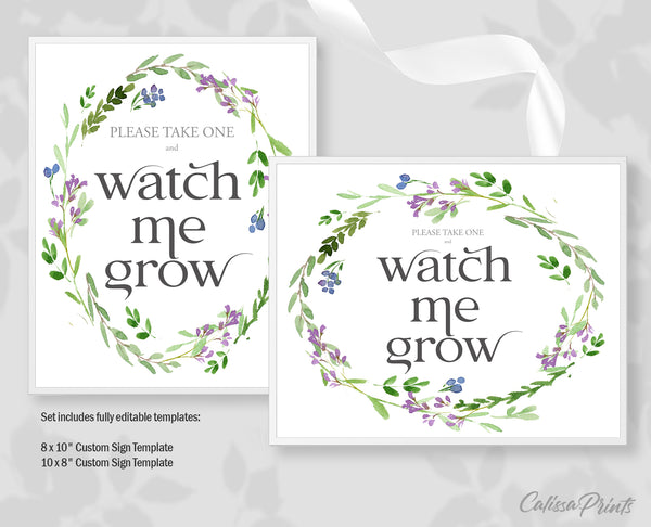 Baby Shower Watch Me Grow Tag and Sign Templates, Lavender Crème Design - Baby02
