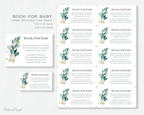 Baby Shower - Book for Baby Card Template - Green Leaves Design, Baby03 - CalissaPrints