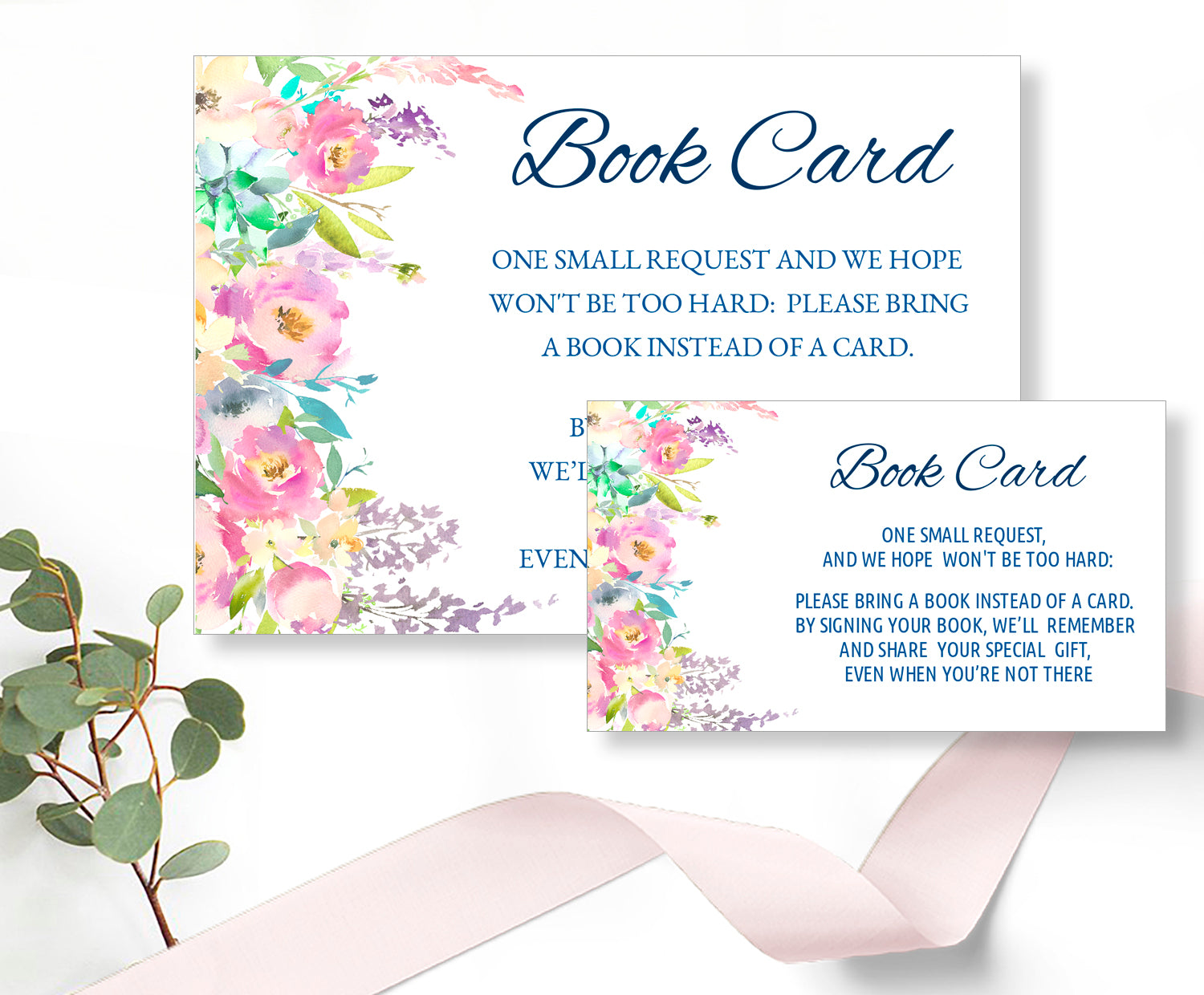 Baby Shower Book for Baby Card Template, Boho Pastel Floral Design - Baby04