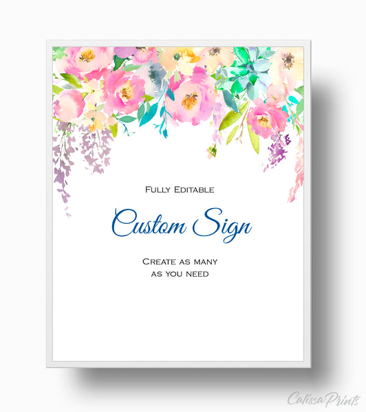 Baby Shower Custom Signs Templates, Boho Floral Design - BABY04