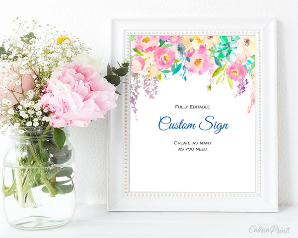 Baby Shower Custom Signs Templates, Boho Floral Design - BABY04