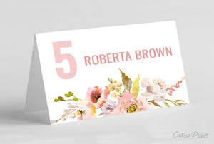 Baby Shower Place / Seating Card Template, Autumn Flower Design - BABY05