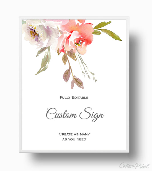 Baby Shower Custom Signs Templates, Autumn Flower Design - BABY05