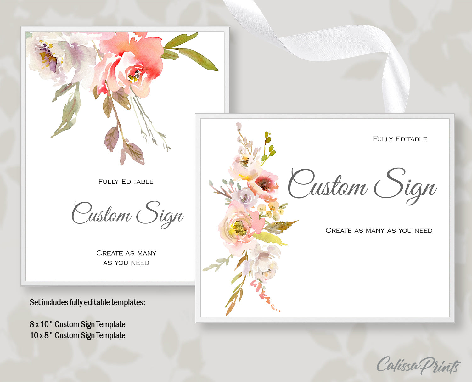 Baby Shower Custom Signs Templates, Autumn Flower Design - BABY05