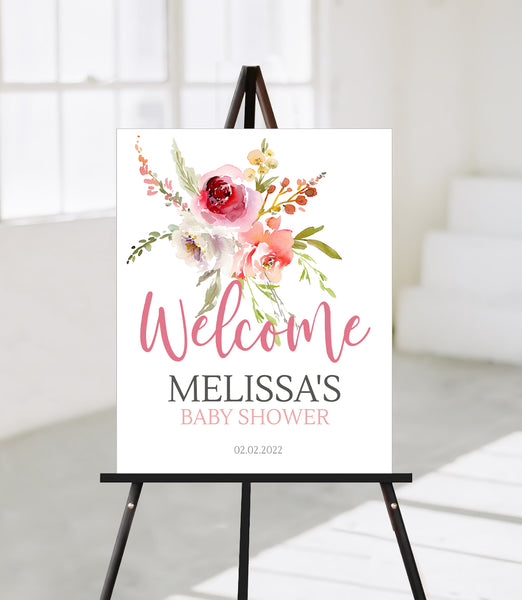 Baby Shower Welcome Signs Templates, Autumn Flower Design - BABY05