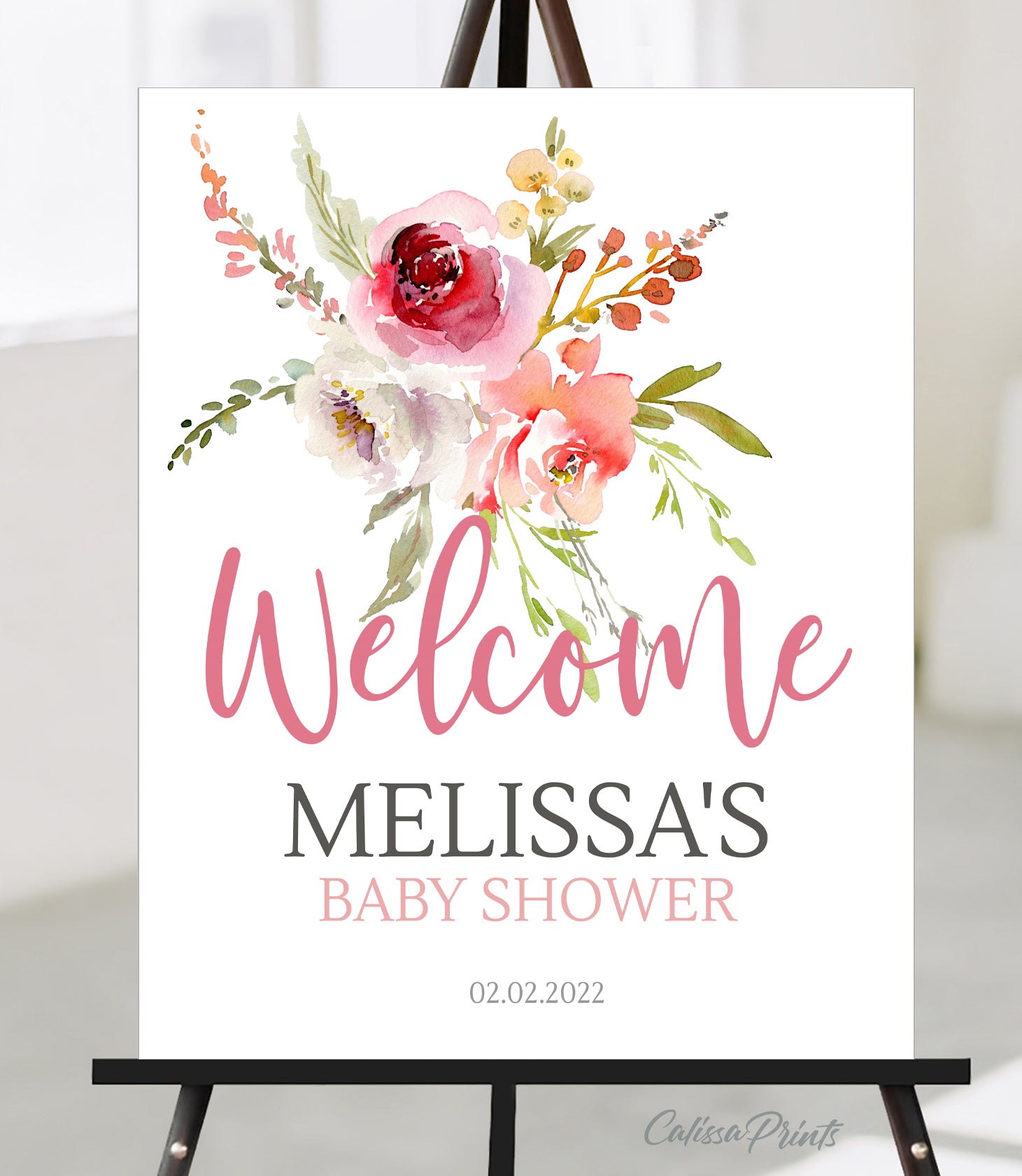 Baby Shower Welcome Signs Templates, Autumn Flower Design - BABY05