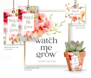 Baby Shower Watch Me Grow Tags, Favor Tags and Signs Templates - Autumn Flower Design, Baby05 - CalissaPrints