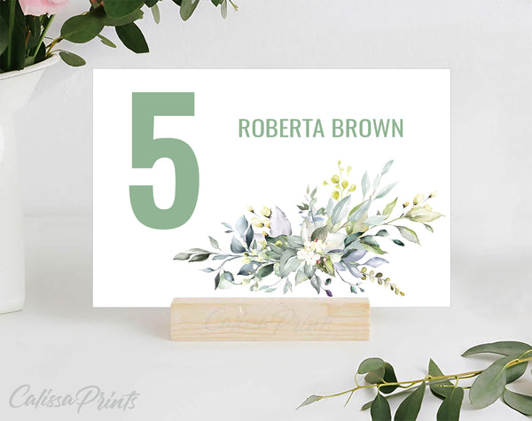 Baby Shower Place / Seating Card Template, Greenery Bouquet Design - BABY06