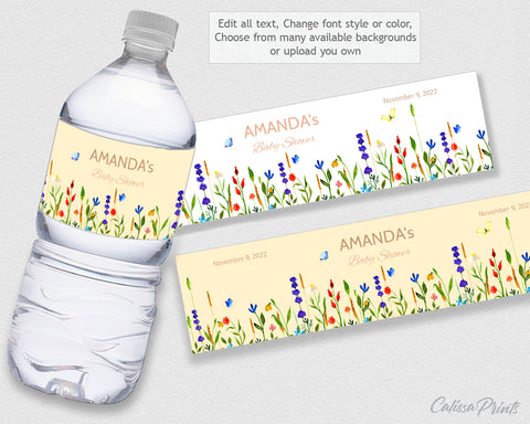 Baby Shower Water Bottle Label Template, Jardin Design - Baby07
