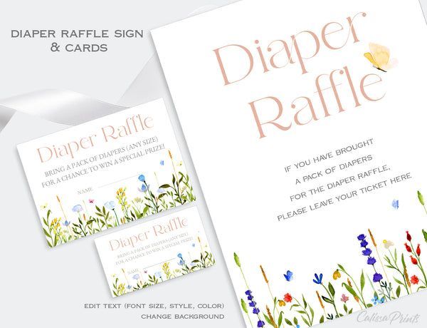 Diaper Raffle Card and Sign Templates - Jardin Design, BABY07