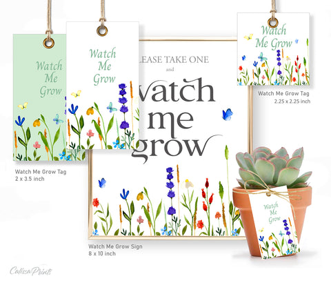 Baby Shower Watch Me Grow Tag and Sign Templates, Jardin Design - Baby07
