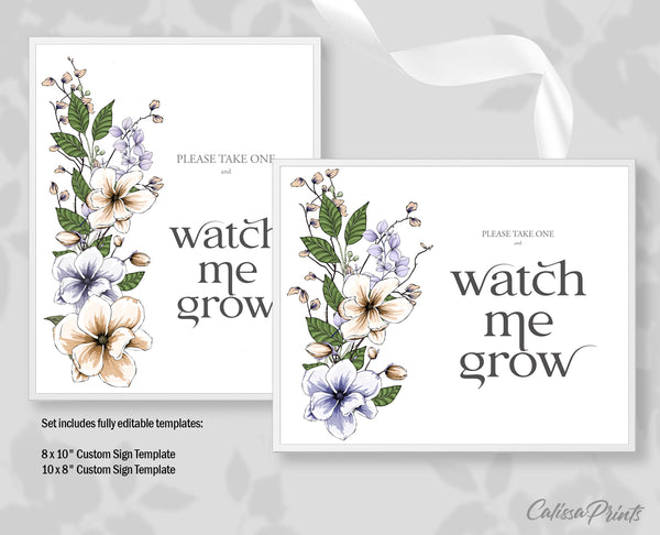 Baby Shower Watch Me Grow Tag and Sign Templates, Maison de Fleur Design - Baby08