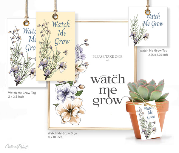 Baby Shower Watch Me Grow Tag and Sign Templates, Maison de Fleur Design - Baby08