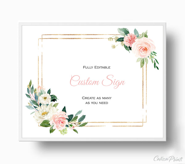 Baby Shower Custom Signs Templates, Blush Pink Design - BABY09