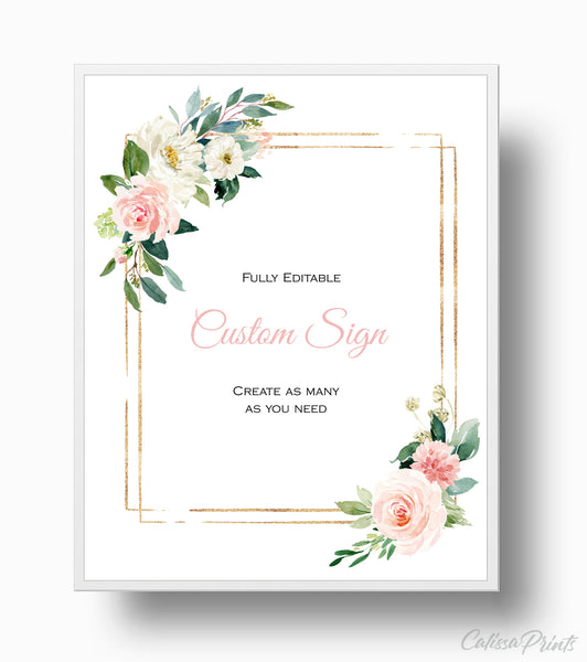 Baby Shower Custom Signs Templates, Blush Pink Design - BABY09