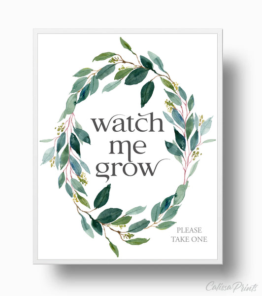 Baby Shower Watch Me Grow Tag and Sign Templates, Blush Pink Design - Baby09
