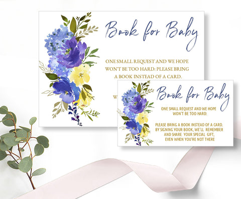 Baby Shower - Book for Baby Card Template - Blue Meadow Floral Design, Baby10 - CalissaPrints
