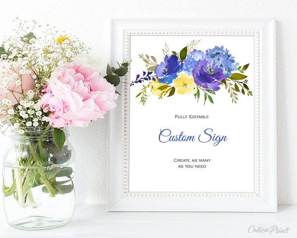 Baby Shower Custom Signs Templates, Blue Meadow Design - BABY10