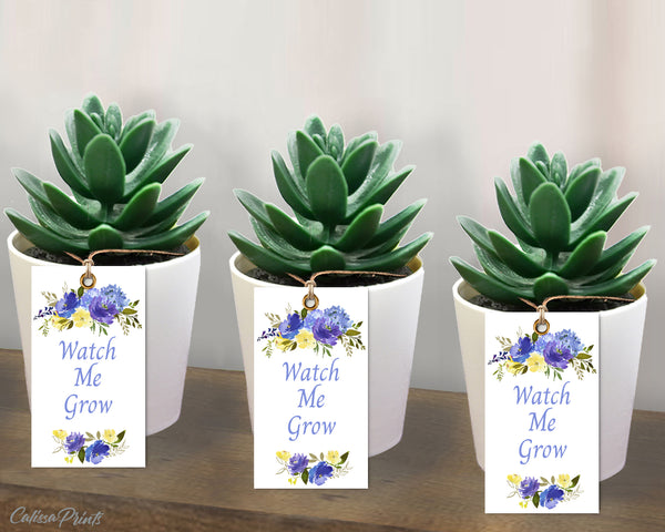 Baby Shower Favors Watch Me Grow Tags and Signs Templates - Blue Meadow Floral Design - Baby10 - CalissaPrints