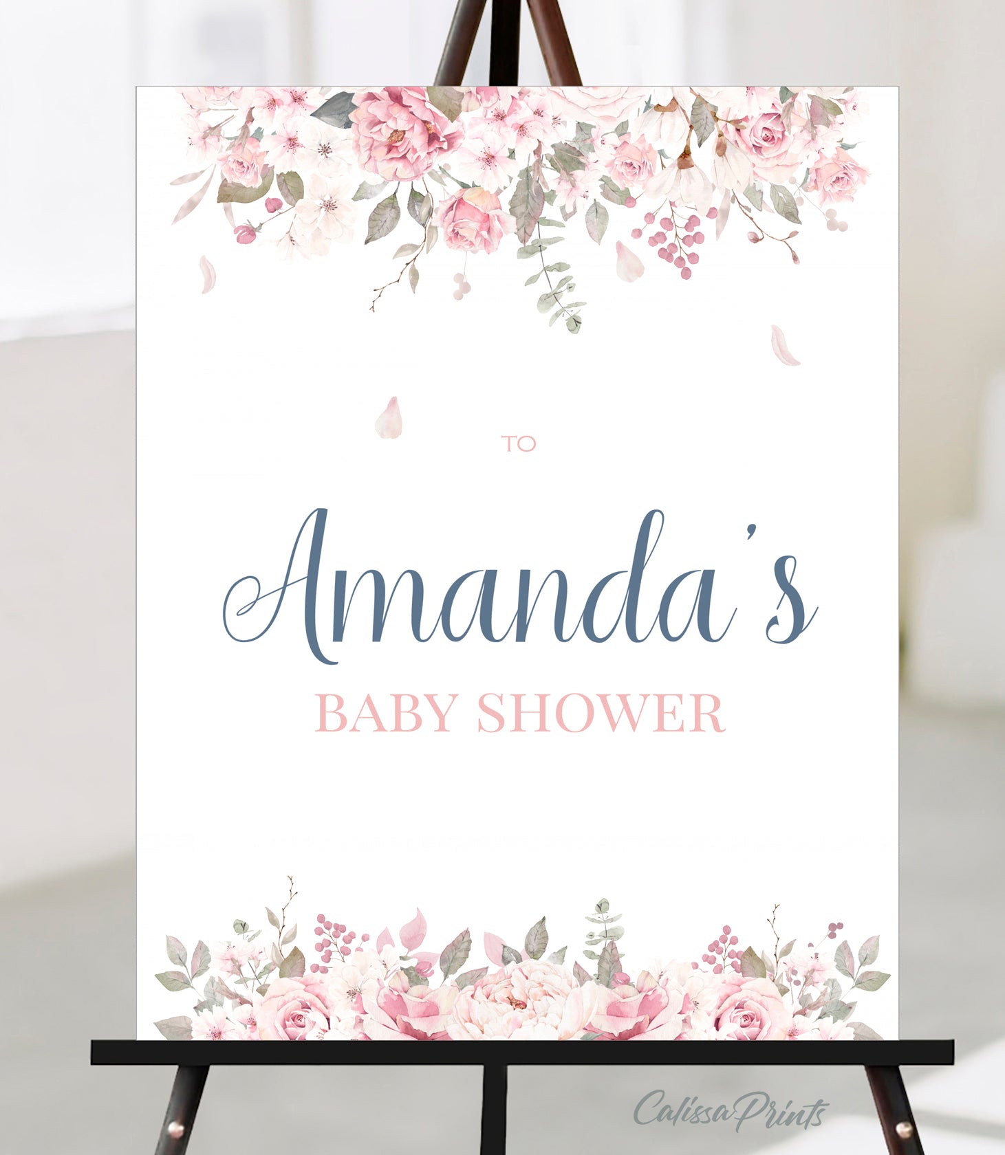 Baby Shower Welcome Signs Templates, Pretty Rose Design - BABY13