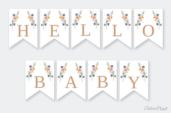Baby Shower Banner, Bunting Templates, Herbarium Design - Baby14