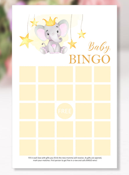 Baby Shower GAME BUNDLE, Elephant Princess Design, BABY14 - CalissaPrints