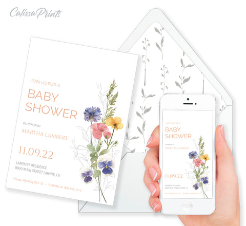 Baby Shower Party Invitation Templates, Herbarium Design - BABY14