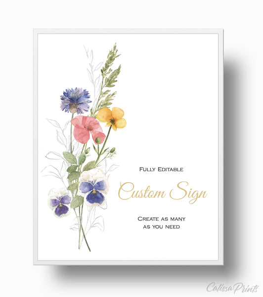Baby Shower Party Custom Signs Editable Templates, Herbarium Design