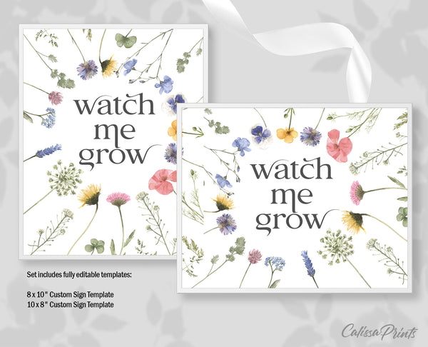 Baby Shower Watch Me Grow Tag and Sign Templates, Herbarium Design - Baby14