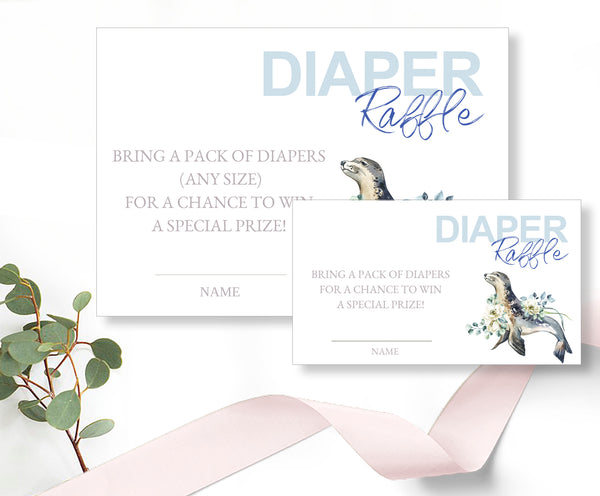 Diaper Raffle Card, and Sign Templates - Nautical Design, BABY15