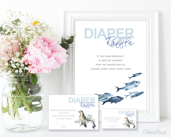 Diaper Raffle Card, and Sign Templates - Nautical Design, BABY15