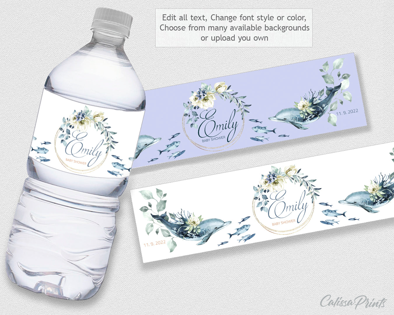 Baby Shower Water Bottle Label Template, Nautica Design - Baby15