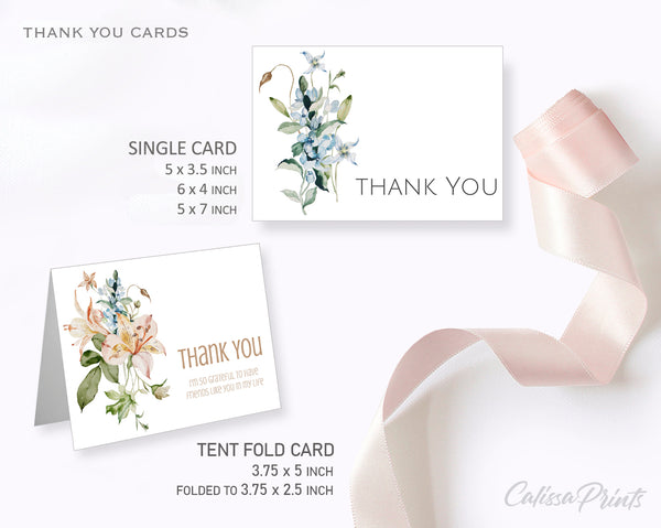 Baby Shower Thank You Card and Tag Templates, Summer Roses Design - BABY17