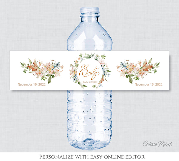 Baby Shower Water Bottle Label Template, Magnifique Design - Baby17