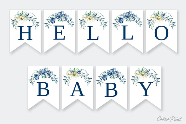 Baby Shower Banner, Bunting Templates, Blue Creme Design - Baby18