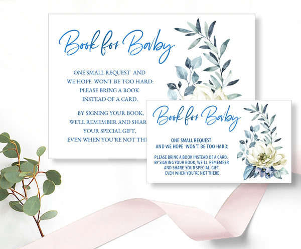 Baby Shower Book for Baby Card Template, Blue Crème Design - Baby18