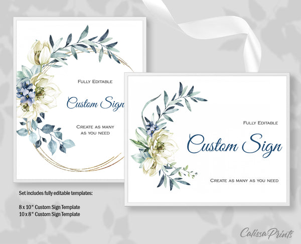 Baby Shower Custom Signs Templates, Blue Crème Design - BABY18
