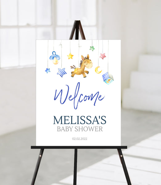 Baby Shower Welcome Signs Templates, Blue Baby Elephant Design - BABY20