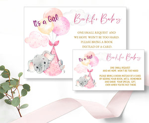 Baby Shower - Book for Baby Card Template - Pink Baby Elephant Design, Baby23
