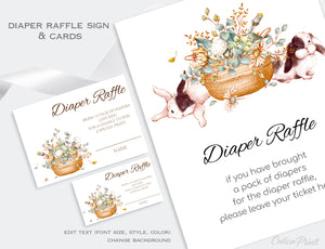 Diaper Raffle Card and Sign Templates - Rustic Garden Design, BABY24