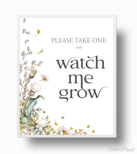 Baby Shower Watch Me Grow Tags, Favor Tags and Signs Templates - Rustic Garden Design - Baby24 - CalissaPrints