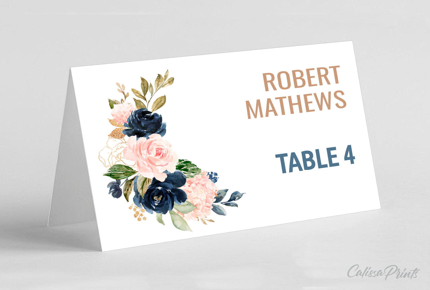 Baby Shower Place / Seating Card Template, Navy Blush Design - BABY25
