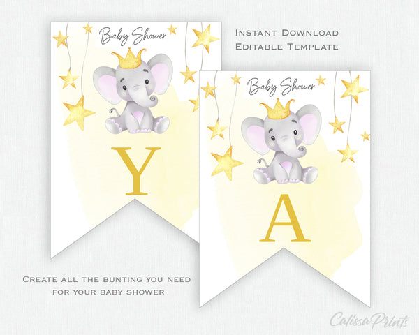 Baby Shower Party Collection Bundle 30 Templates, Elephant Princess Design - BABY26
