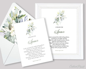 Baptism Favors Prayer Card, Sign Template - Gentle Leaves Design, BAPT01 - CalissaPrints