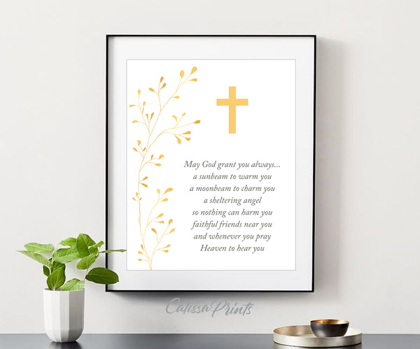 Baptism Prayer Sign, Golden Leaf Design - BAPT02