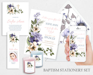 Baptism Stationery 30 Template Set - Maison de Fleurs Design - BAPT04